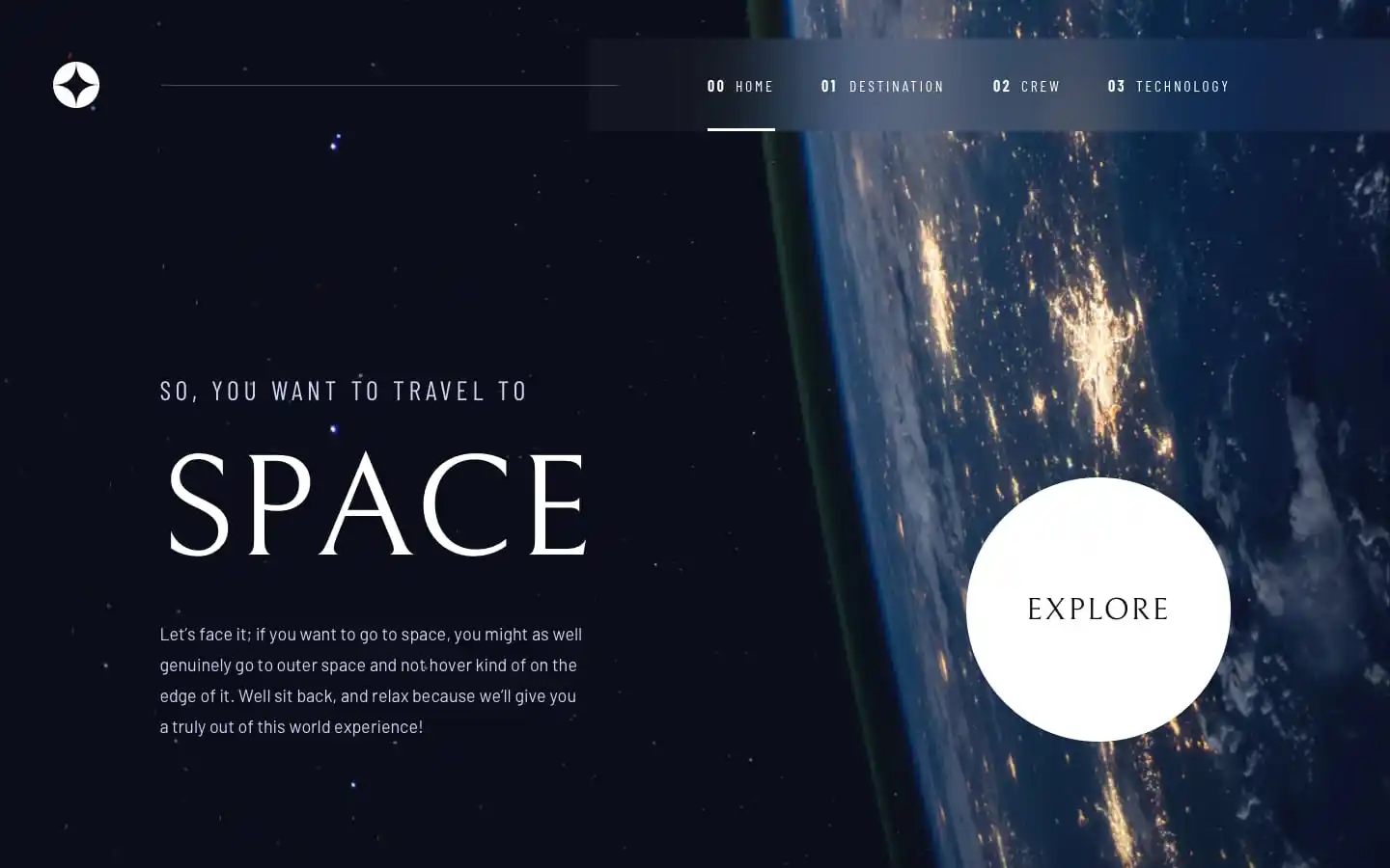 screenshot of space tourism project